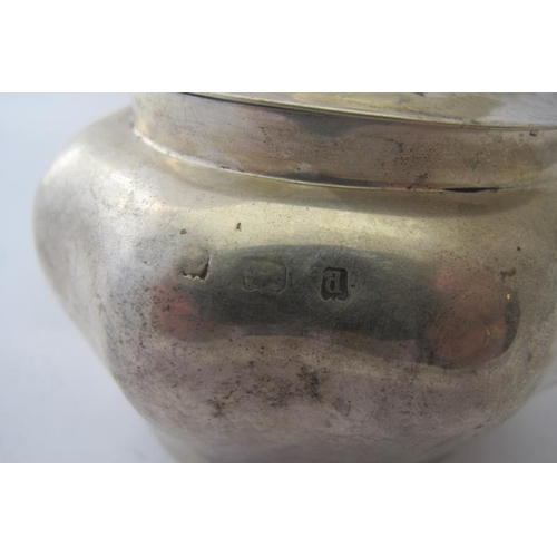 459 - A silver tea caddy hallmarked London 1899-1900 hallmarks rubbed, of an ovoid lobed form, weighs 161g... 