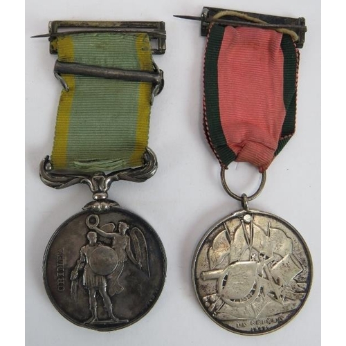 49 - An 1854 Crimea medal with ribbon & Sebastopol clasp and a Turkish Crimea medal 1855 with ribbon & pi... 