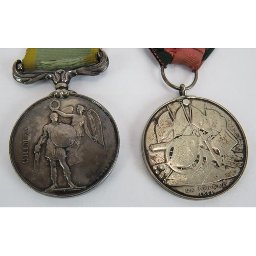 49 - An 1854 Crimea medal with ribbon & Sebastopol clasp and a Turkish Crimea medal 1855 with ribbon & pi... 