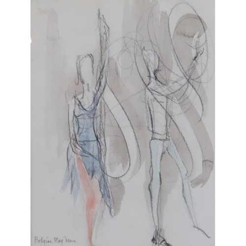 509 - John Skelton, MBE FRBS (British, 1923-1999) - 'Belgian Flag Dance', watercolour and pencil, signed a... 