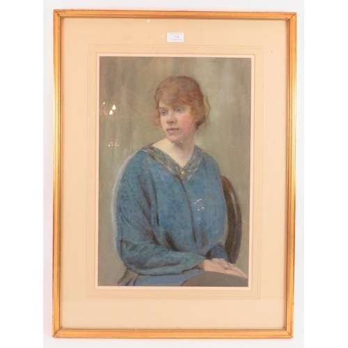 524 - Edwardian School - 'Portrait study of a seated lady', watercolour, 52cm x 35cm, framed.
Condition re... 