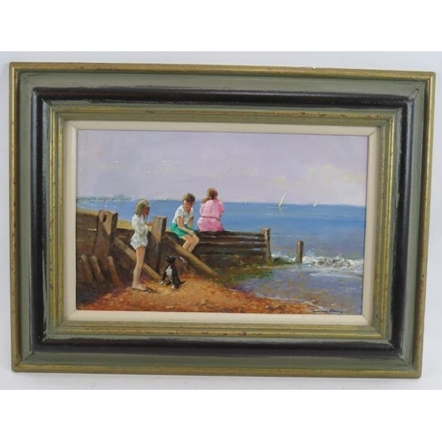 529 - Terence Storey PPRSMA RBSA FRCA (b. 1923) - 'Summer Holidays', oil on board, signed, inscribed verso... 