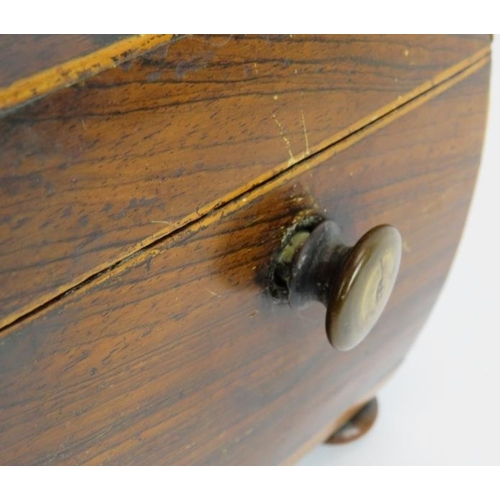 53 - A 19th Century rosewood tea caddy with boxwood stringing and all internal fittings. No key. 31cm x 1... 