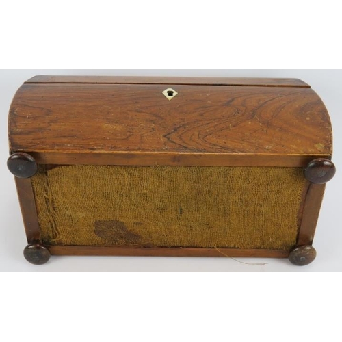 53 - A 19th Century rosewood tea caddy with boxwood stringing and all internal fittings. No key. 31cm x 1... 