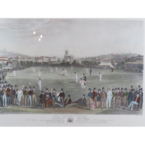 535 - Engraving: 'The Cricket Match between Sussex and Kent, at Brighton'.  Printed by William Drummond an... 