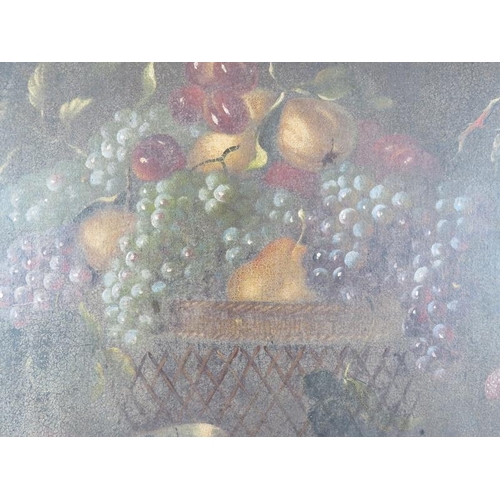 536 - Dutch School - large still life oil on canvas in the 18th century taste, depicting an array of fruit... 