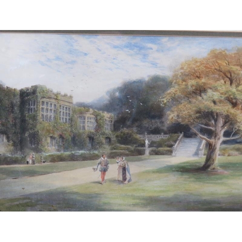 544 - Charles Frederick Allbon (1856-1926) - 'Haddon Hall', watercolour, signed, titled, label verso, 16cm... 