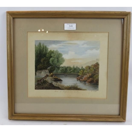 549 - E.J. Dyer (19th century) - 'River landscape, Midford near Bath', watercolour, signed, titled, 17cm x... 