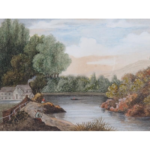 549 - E.J. Dyer (19th century) - 'River landscape, Midford near Bath', watercolour, signed, titled, 17cm x... 