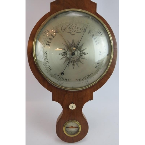 56 - A 19th Century wheel barometer by Fagioli & Son, Clerkenwell walnut veneer case with gilt brass fitt... 