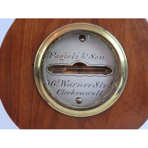 56 - A 19th Century wheel barometer by Fagioli & Son, Clerkenwell walnut veneer case with gilt brass fitt... 