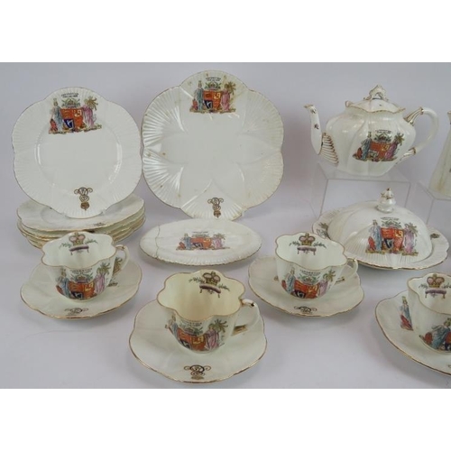 63 - A 26 piece Edward VII Coronation tea set, Foley China Wileman & Co. Each piece featuring an enamelle... 