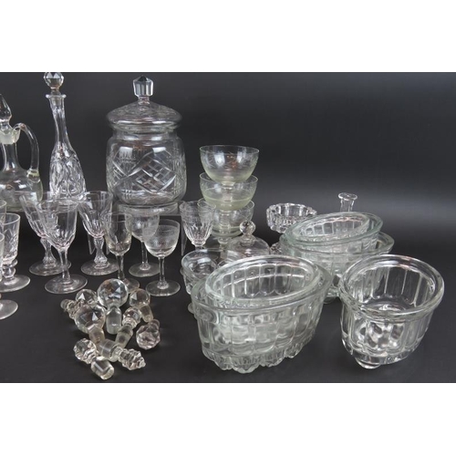 65 - A large quantity of antique and 20th century glassware including a biscuit barrel, dessert dishes, j... 