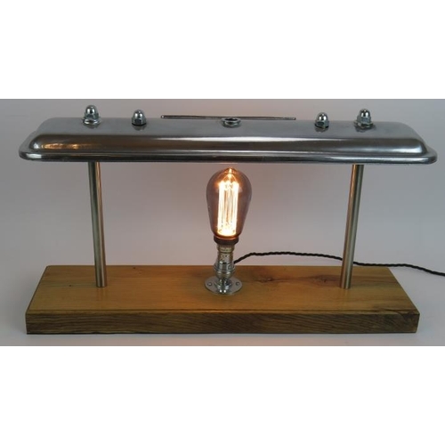 67 - An upcycled Rolls Royce camshaft cover industrial style lamp with vintage style bulb. Height 29cm, l... 