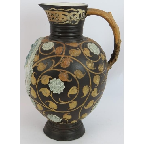 72 - A large German Mettlach stoneware St George's jug in the Arts & Crafts style. Height 37cm.
Condition... 