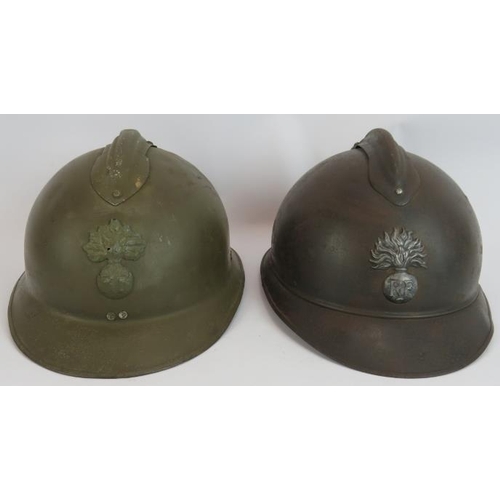 74 - Two WWI French Adrian Infantry helmets plus another WWII period helmet (3).
Condition report: Sold a... 