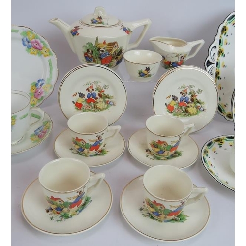 75 - A Tunstall Staffordshire child's tea set, four trios of vintage china and 10 pieces of Shelley 'Cair... 