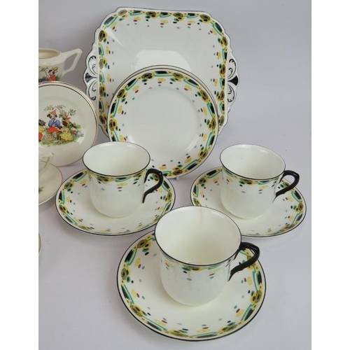 75 - A Tunstall Staffordshire child's tea set, four trios of vintage china and 10 pieces of Shelley 'Cair... 