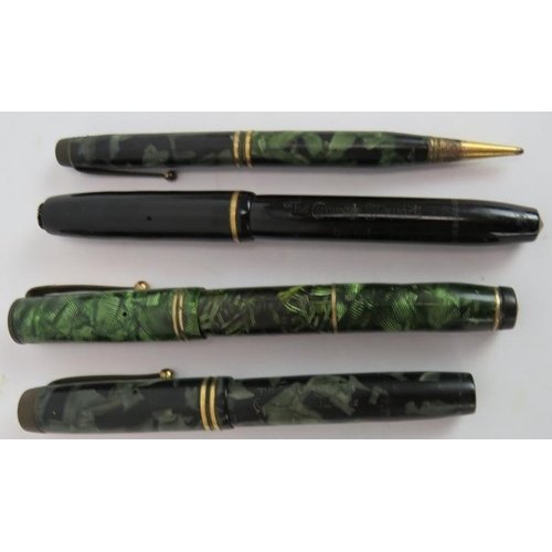 76 - Four vintage fountain pens including a Watermans 515, Swan Visofil, Conway Stewart 'Duro' pen and a ... 