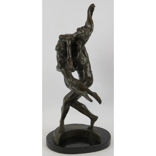 8 - A bronze figure of two ballet dancers on a black marble base, unsigned. Height 60cm.
Condition repor... 