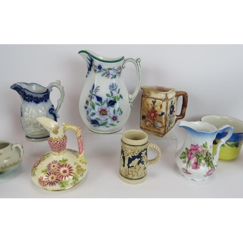 84 - A mixed lot of mainly antique jugs, vases and pots including Zsolney, Friedrich, tavern jug, etc, (1... 