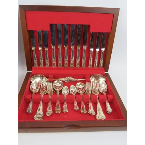 94 - Two canteens of silver plated King's pattern cutlery both in fitted wooden cases. Both sets complete... 