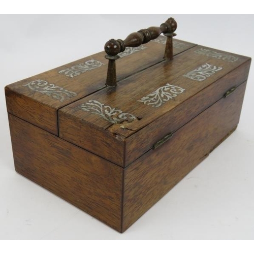 98 - Eight mixed wooden boxes including an inlaid desk inkstand, a small tea caddy and a metal bound mone... 