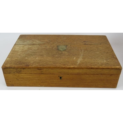 98 - Eight mixed wooden boxes including an inlaid desk inkstand, a small tea caddy and a metal bound mone... 