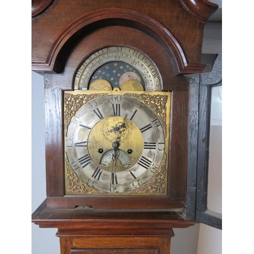 707 - A 19th century oak 8 day striking longcase clock by G Williams of Newport, with moon phase dial, sub... 