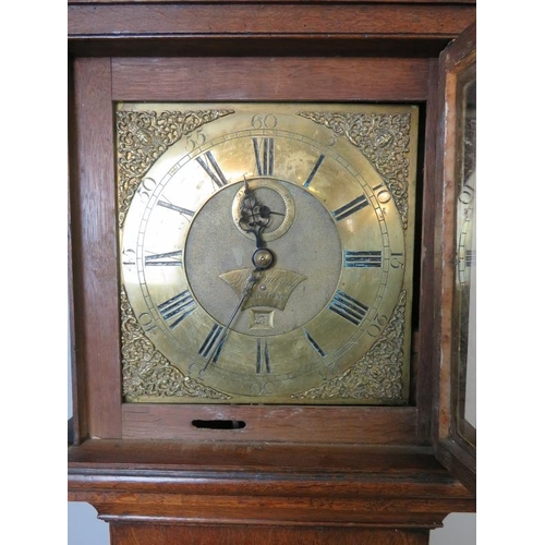 726 - A Georgian 30 hour striking oak longcase clock by Robert Cutbush of Maidstone, the engraved brass di... 