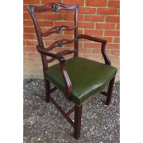 732 - A set of 8 19th century style mahogany carver chairs, with acanthus carved and pierced backrests, up... 