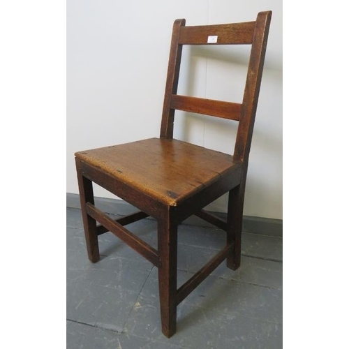 769 - A Georgian country made oak occasional chair, on square supports with stretchers.
Condition report: ... 