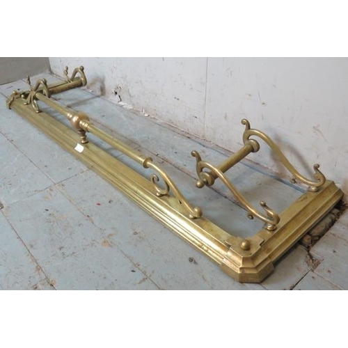 801 - A Victorian brass fire fender with scrolled gallery rail. 
Condition report: Various minor dents & m... 