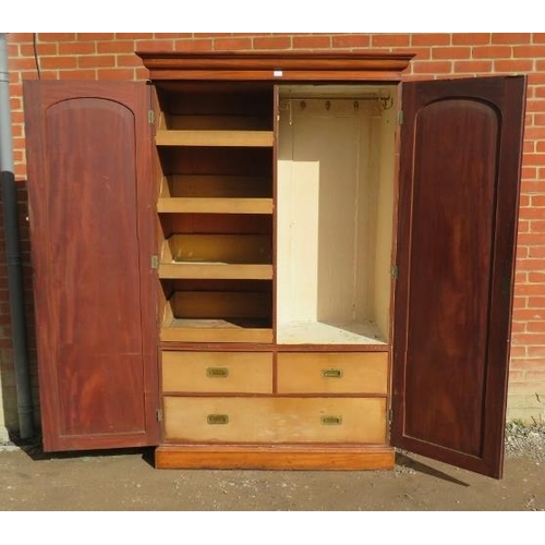 841 - A Victorian mahogany double wardrobe, the full-length doors opening onto a fitted interior with four... 