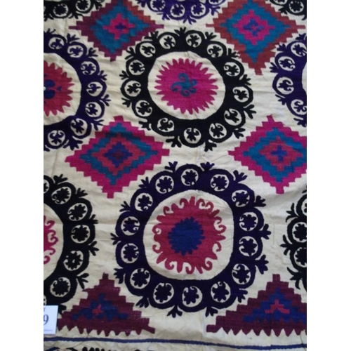 909 - Uzbek Suzani embroidered and decorative tribal textile made in central Asian countries. 185x1.80.
Co... 