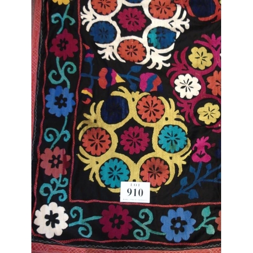 910 - Uzbeit Suzani embroidered and decorative tribal textile. Made in central Asian countries. 1.70x1.45.... 