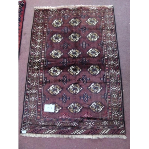 933 - A Persian Turkman rug on brown ground. 1.48x1.05.
Condition report: In good condition - slight colou... 