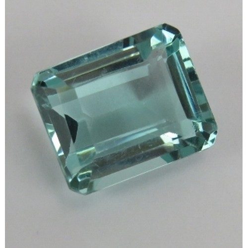 363 - Octagon faceted 16mm x 13mm Brazilian aquamarine, 11.90cts, blue green colour, (depth 9mm). Good col... 