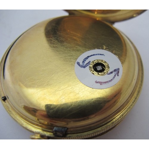 386 - An 18ct yellow gold open face fusee pocket watch, key wound, three colour gold dial with gold spade ... 