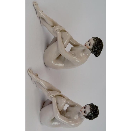 133 - Two porcelain figures of sitting nudes in the Art Deco style, both marked to base. Height 15cm (2).
... 