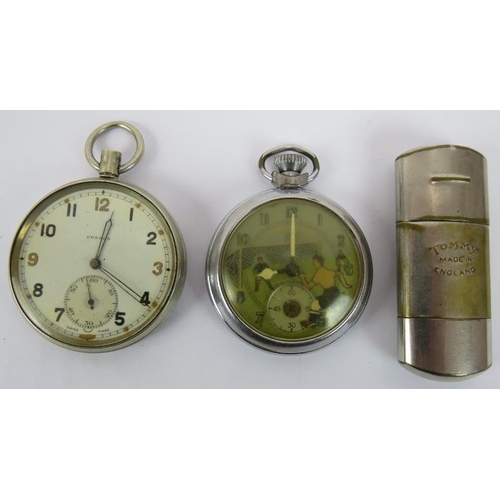 A 1930s Ingersoll novelty football pocket watch, a British Military