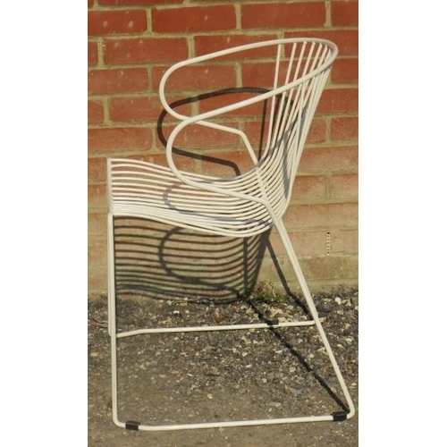 718 - A set of 10 mid-century ‘Bolonia Poltrona’ galvanized steel wire armchairs, painted white, five with... 