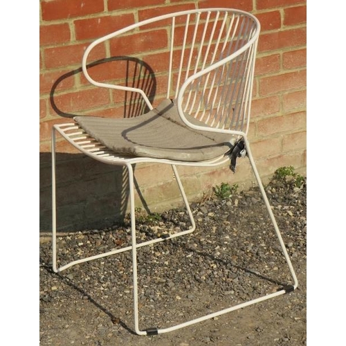 718 - A set of 10 mid-century ‘Bolonia Poltrona’ galvanized steel wire armchairs, painted white, five with... 