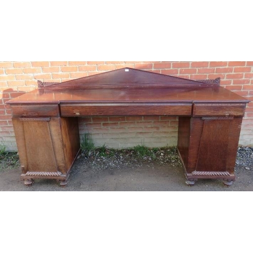 778 - A stylish 19th century mahogany twin pedestal buffet/sideboard, of three blind frieze drawers, featu... 