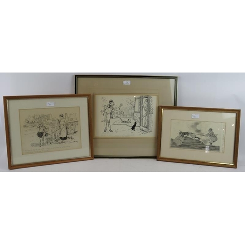 573 - Starr Wood (1870-1944) - Three original cartoon illustrations, with captions in pencil, all signed, ... 