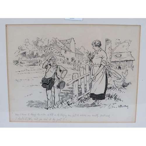 573 - Starr Wood (1870-1944) - Three original cartoon illustrations, with captions in pencil, all signed, ... 