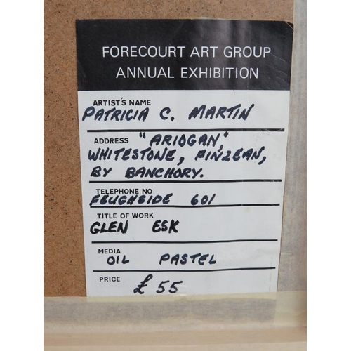 574 - Patricia Martin (Contemporary) - 'Glen Esk', oil and pastel, signed, label verso for Forecourt Art G... 