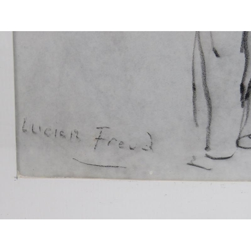 582 - Circle of Lucian Freud (1922-2011) - 'Four Figures', pencil study on paper, bears a name and initial... 