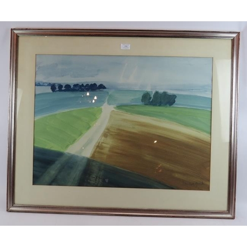 583 - Peter Hick-Beach (1952-1990) - 'Landscape', watercolour, signed, label verso for 'The Coln Gallery',... 