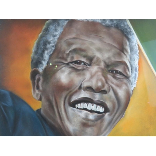 589 - Noreen Denzil (contemporary) - 'Nelson Mandela', pastel, signed and dated 2013, 50cm x 65cm, nicely ... 